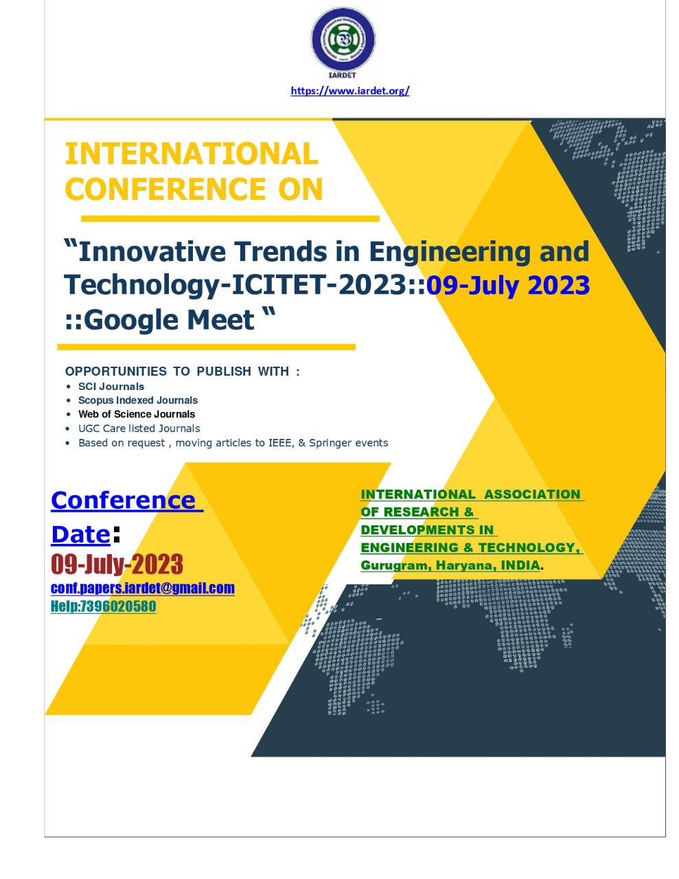 Virtual International Conference on Innovative Trends in Engineering and Technology ICITET 2023